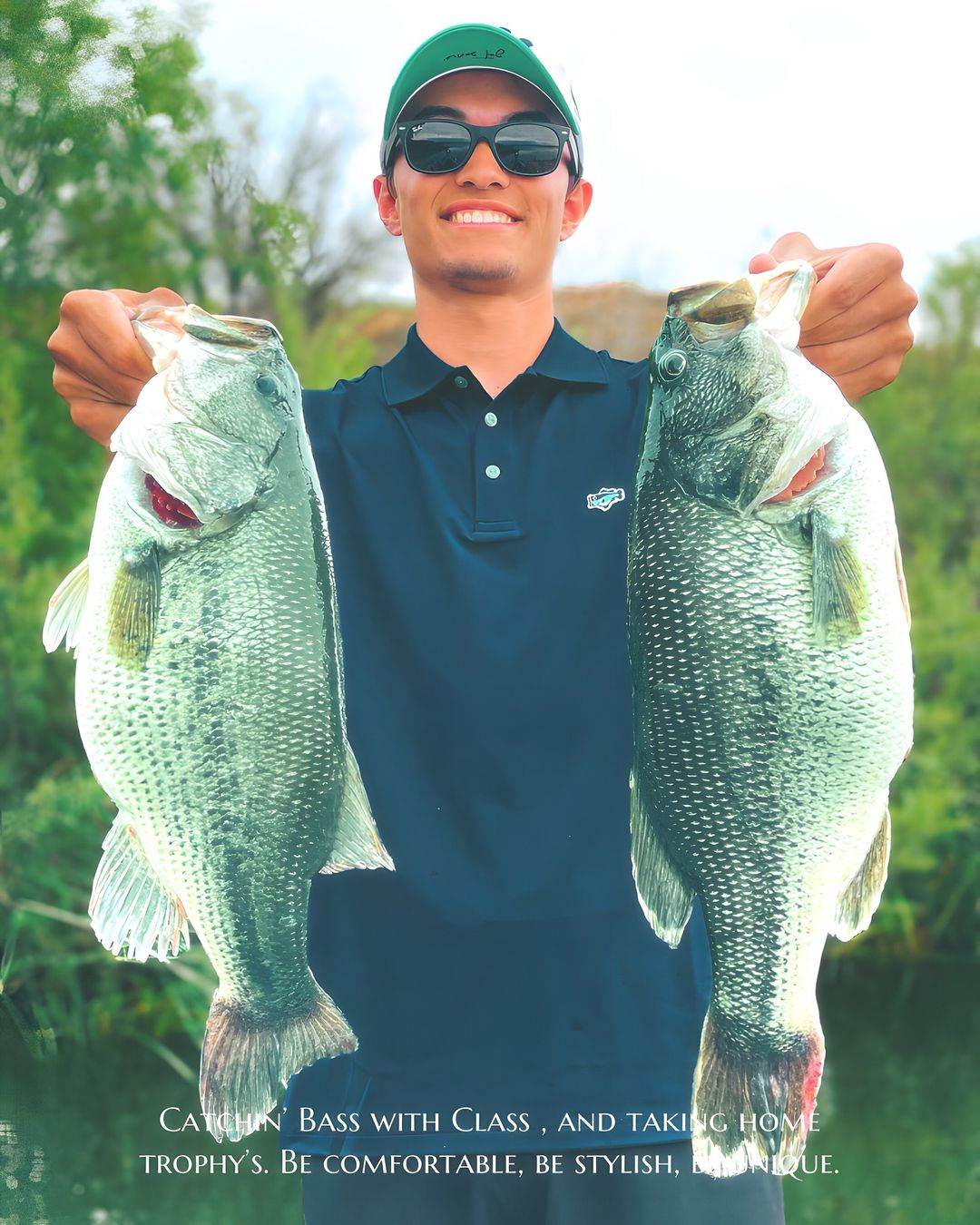 Catching Fat Bass while wearing a high-end polo shirt