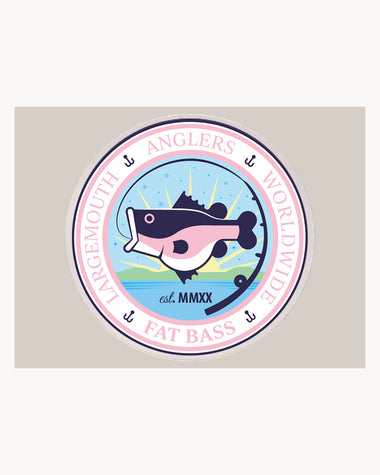 FAT BASS "LARGEMOUTH ANGLERS WORLDWIDE" Sticker - Pink - Fat Bass